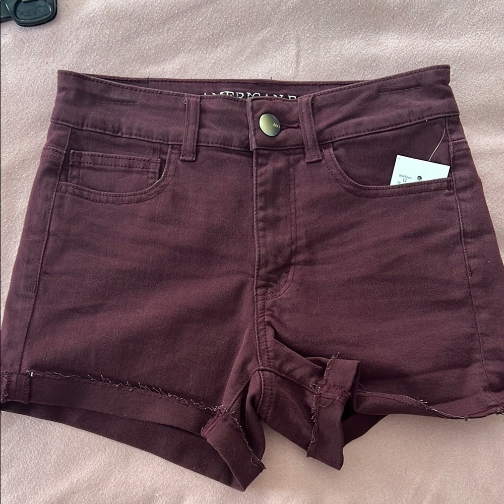 American Eagle Outfitters |  Women's Size 2 Super Stretch Denim Burgundy Shorts